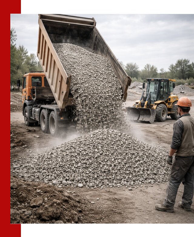 Доставка щебня в Саяногорске крупными и мелкими фракциями