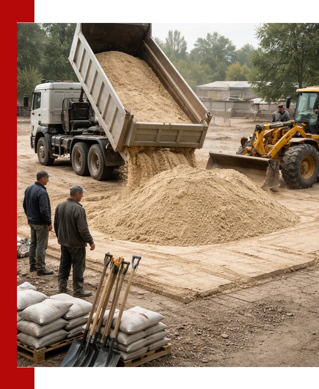 Доставка мытого песка в Саяногорске с самосвалами по выгодной цене
