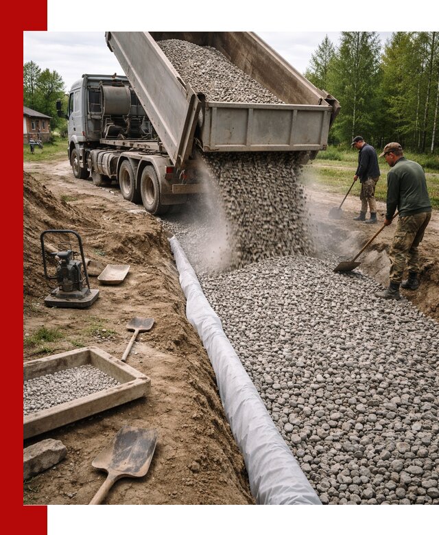 Гравий для дренажа с доставкой в Саяногорске качественный и недорогой