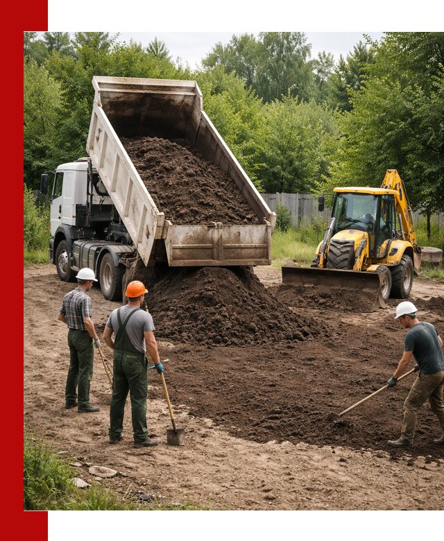 Доставка и укладка грунта для выравнивания участка в Саяногорске