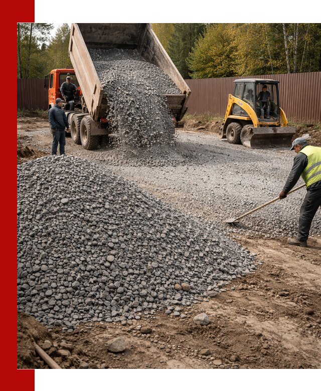 Отсыпка участка щебнем с доставкой и уплотнением в Саяногорске