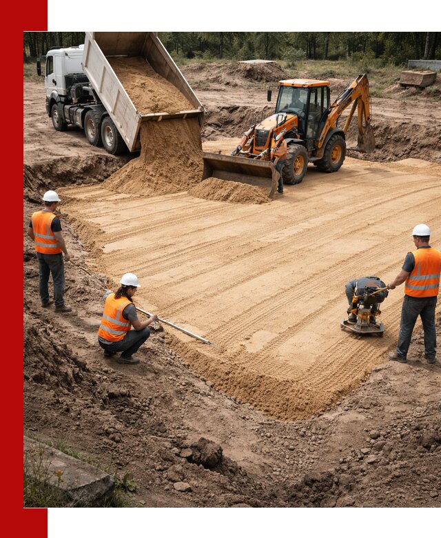 Устройство песчаной подушки для фундаментов и дорог в Саяногорске